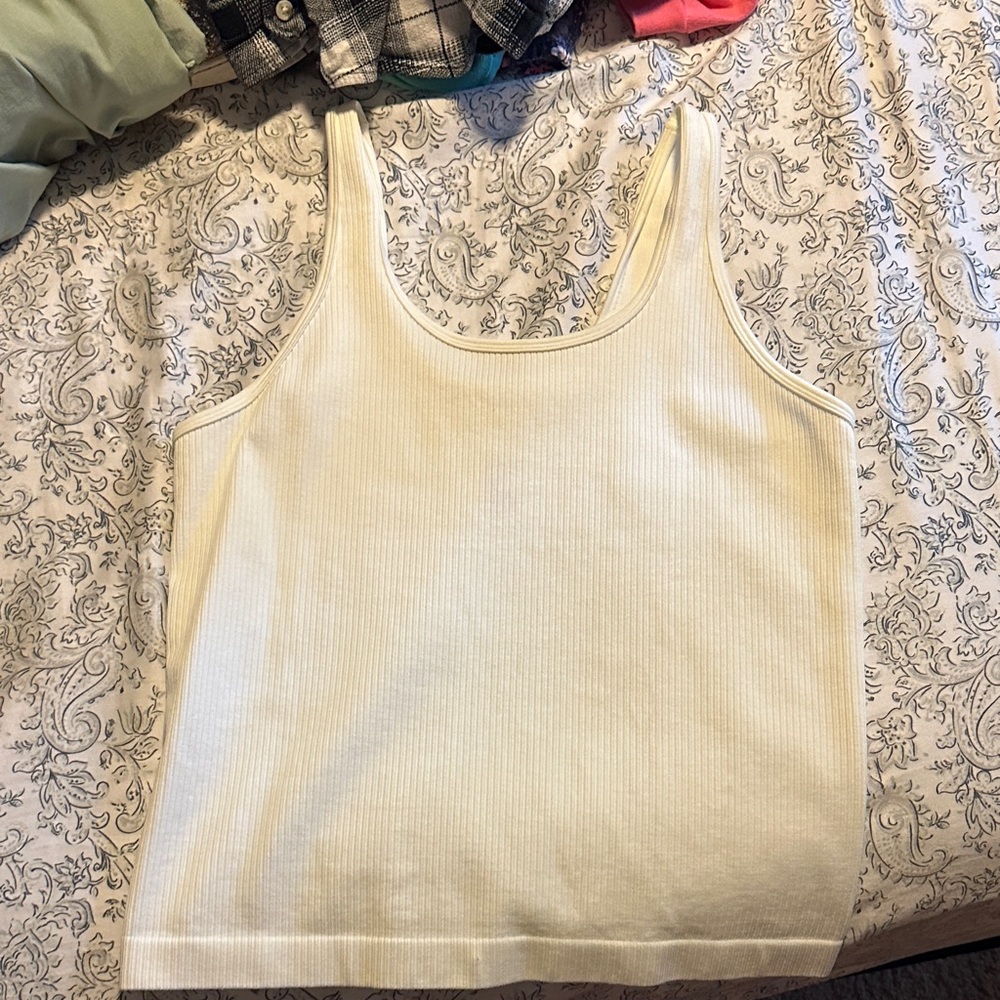 a new day Ribbed Cream Tank Top